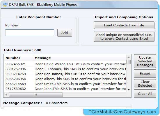 Bulk SMS Software for BlackBerry Phone