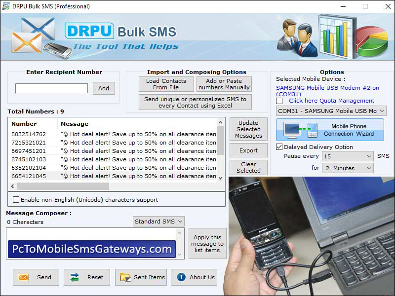 PC to Mobile SMS Software