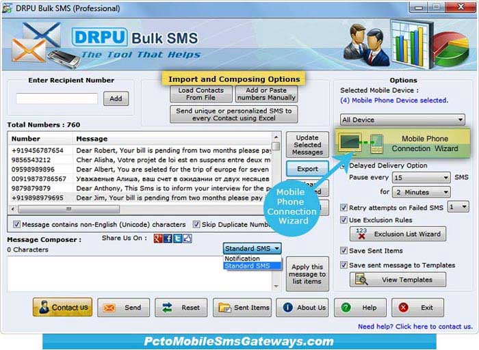 PC to Mobile SMS Software