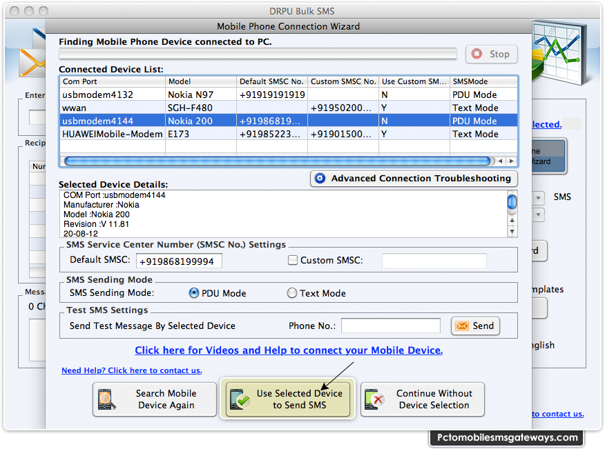PC to Mobile Mac Bulk SMS Software for GSM Phone