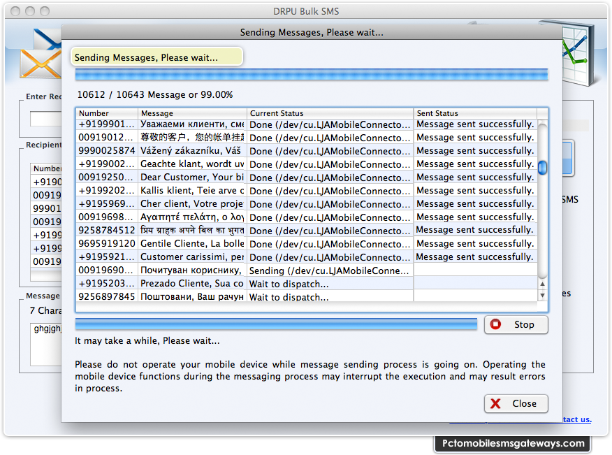 PC to Mobile Mac Bulk SMS Software for GSM Phone