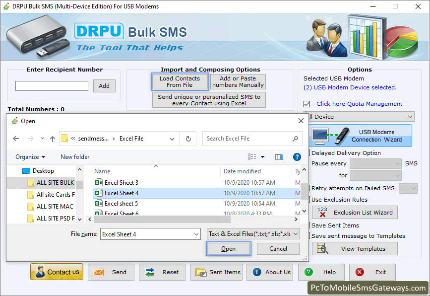 PC to Mobile Bulk SMS Software for Multi USB Modem