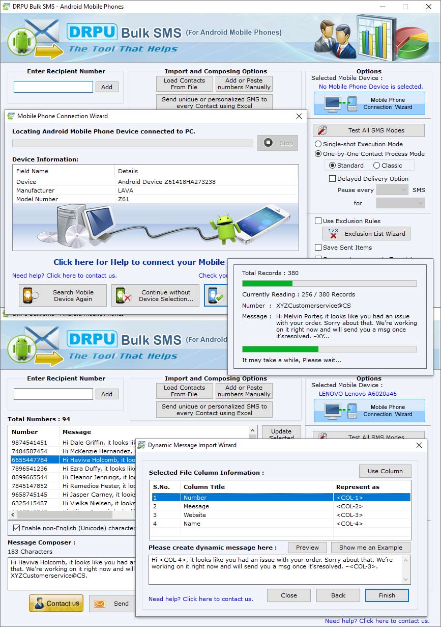 Screenshot of Mass SMS Software