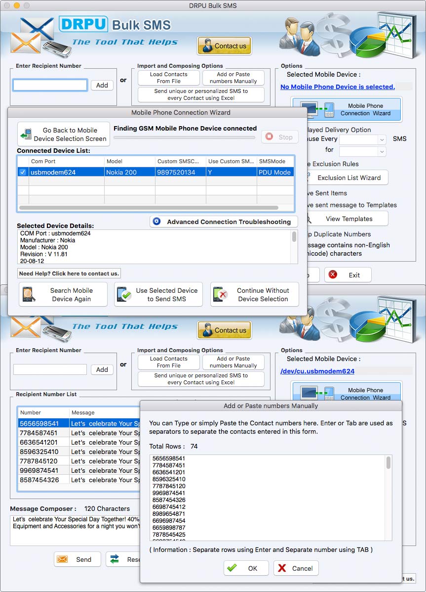 Screenshot of Mac SMS Gateways