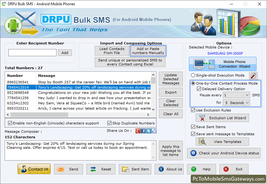 PC to Mobile Bulk SMS Software for Android Phone