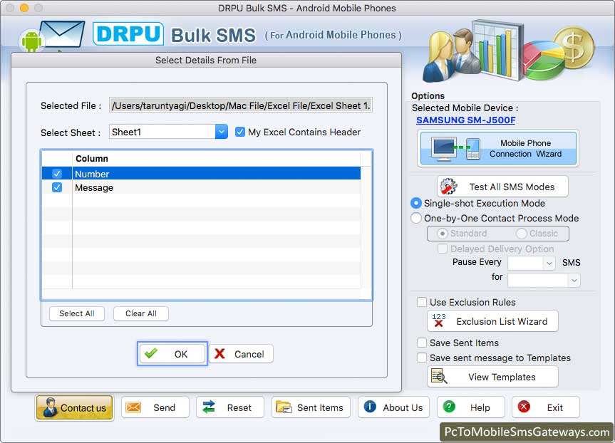 PC to Mobile Mac Bulk SMS Software for Android Phone