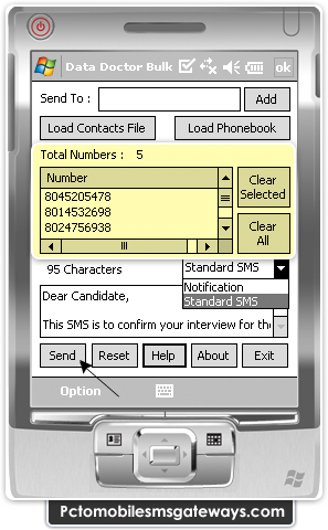 PC to Mobile Bulk SMS Software for Pocket PC