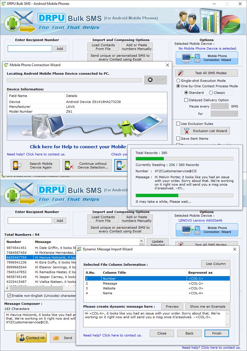 Mass SMS Software screenshot